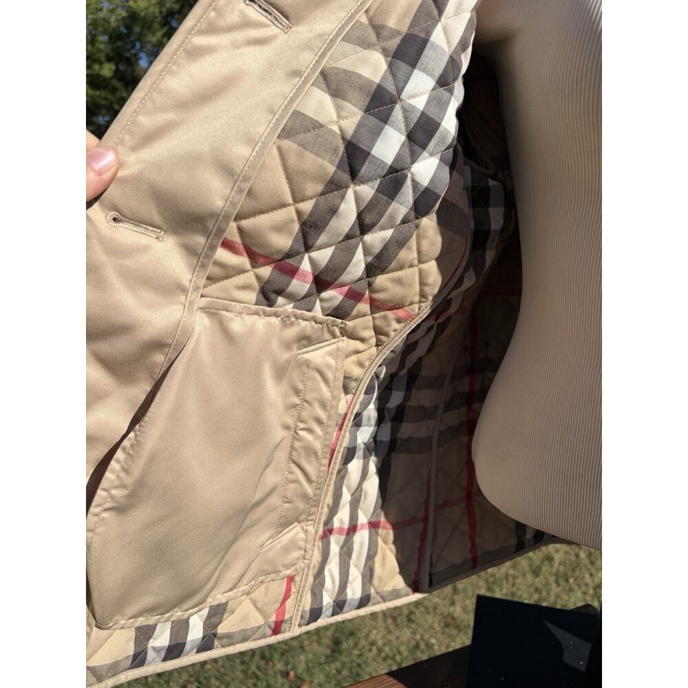 Burberry Brit Women’s Size Large Beige Tan Quilted Jacket Nova Check Classic - Picture 6 of 11